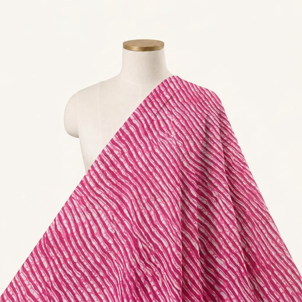 Stripes Pink Stripes Cotton Fabric Draped as a saree