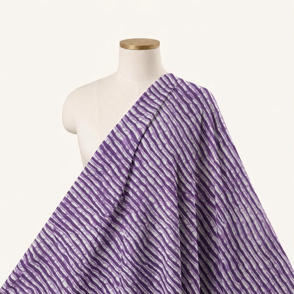 Stripes Purple Stripes Cotton Fabric Draped as a saree