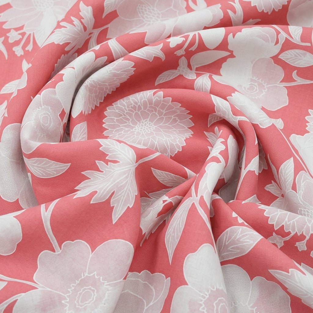 Pink Floral Cotton Fabric - EL00315 - EL00315 - Swirl