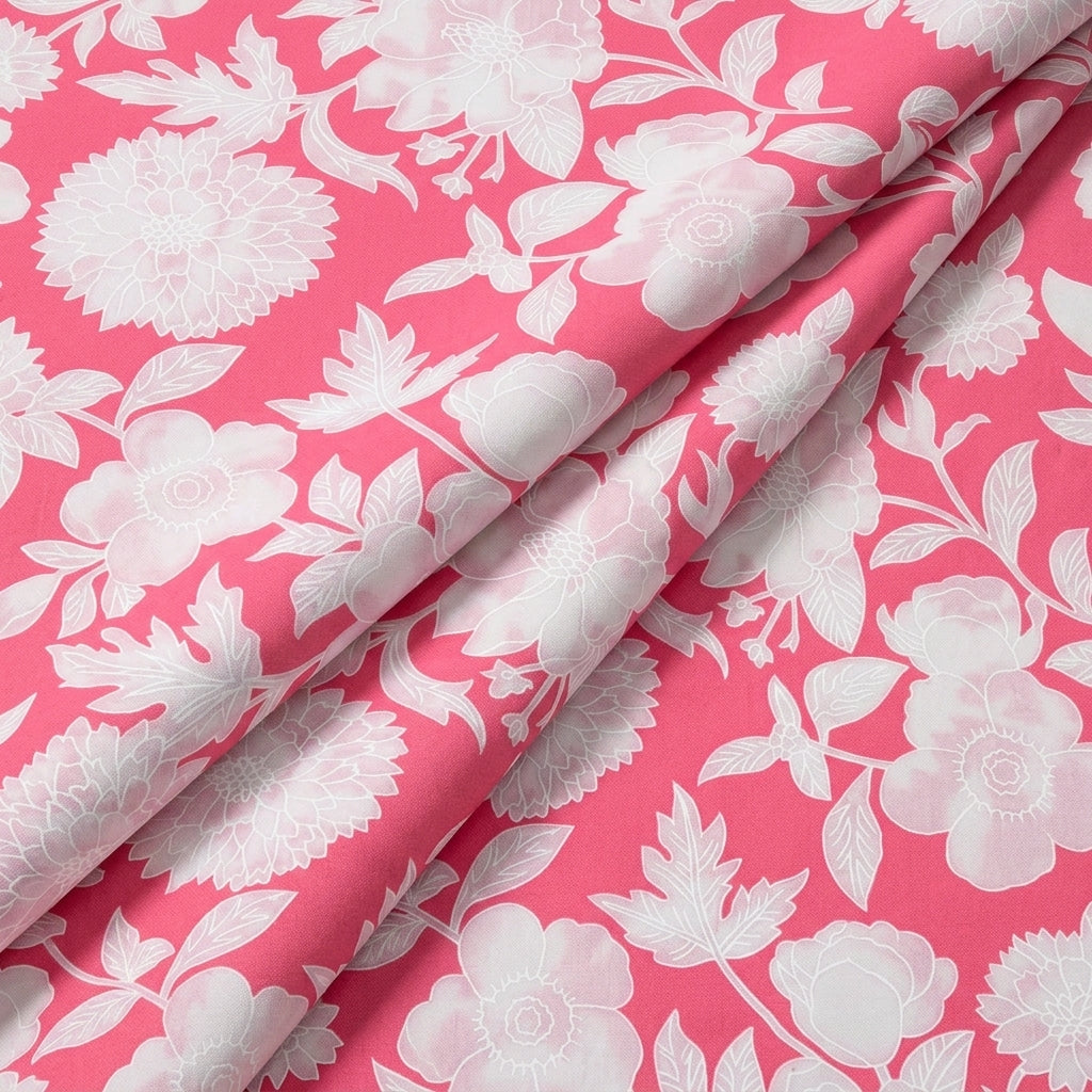 Folded Floral Pink Floral Cotton Fabric