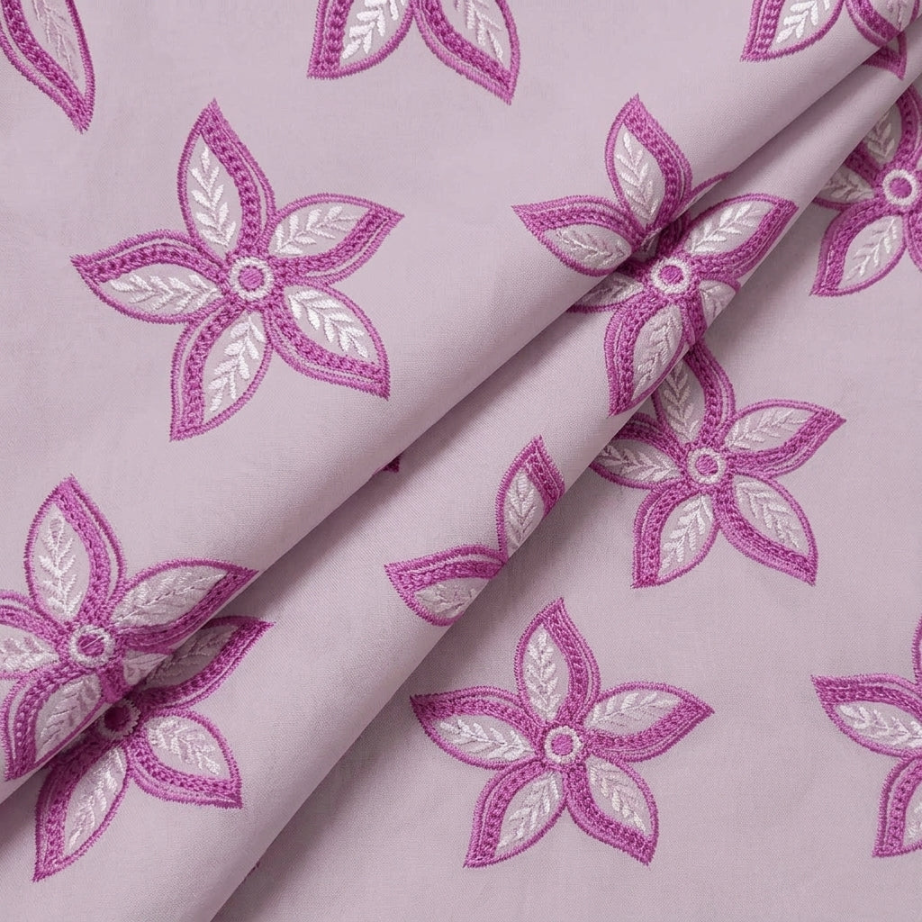 Folded Embroidery Pink Embroidery Cotton Fabric