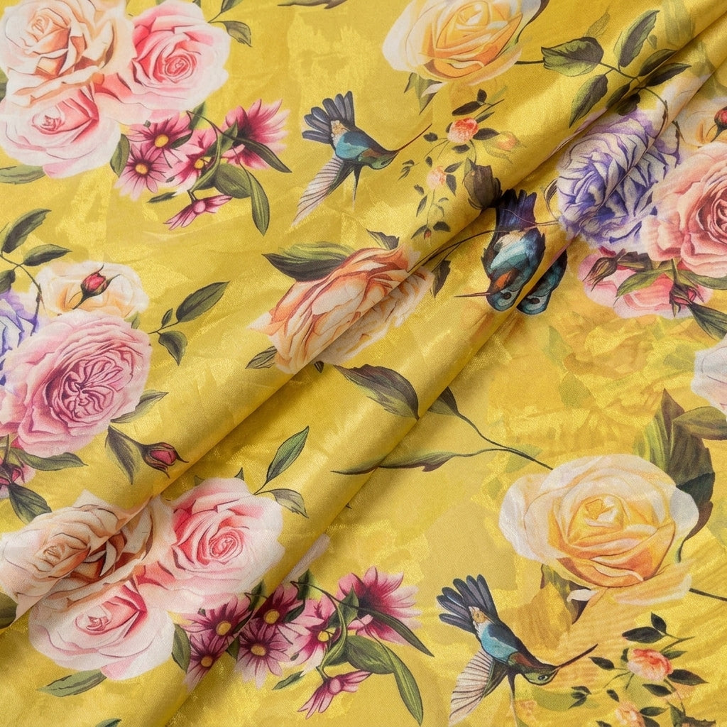 Folded Floral Yellow Floral Tissue Fabric
