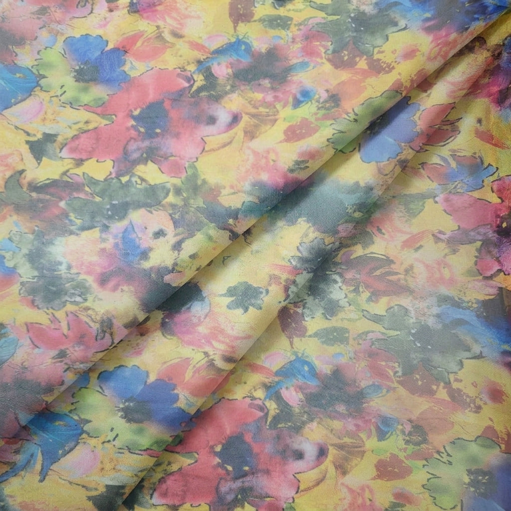 Folded Floral Yellow Floral Tissue Fabric