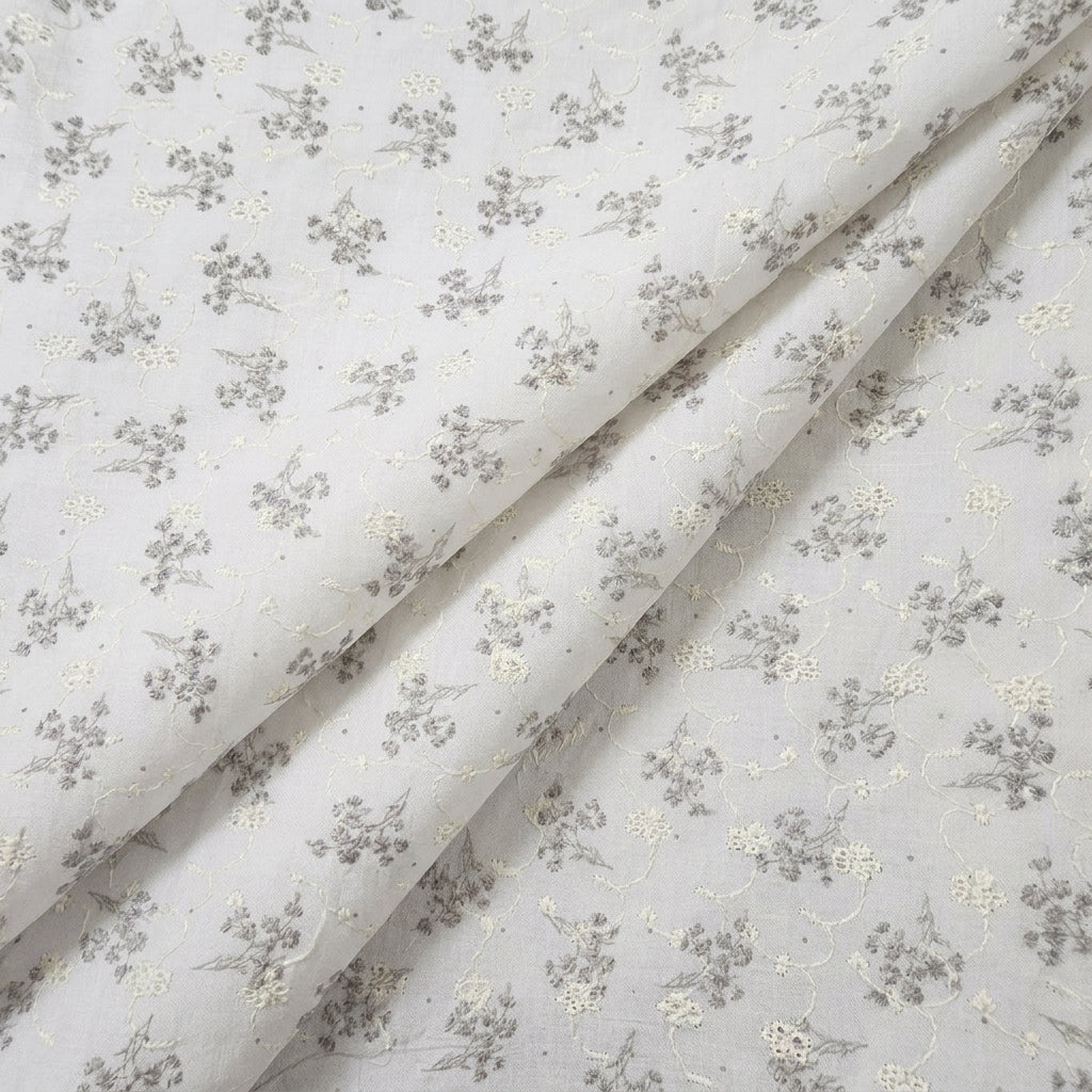 Folded White Embroidery Cotton Fabric