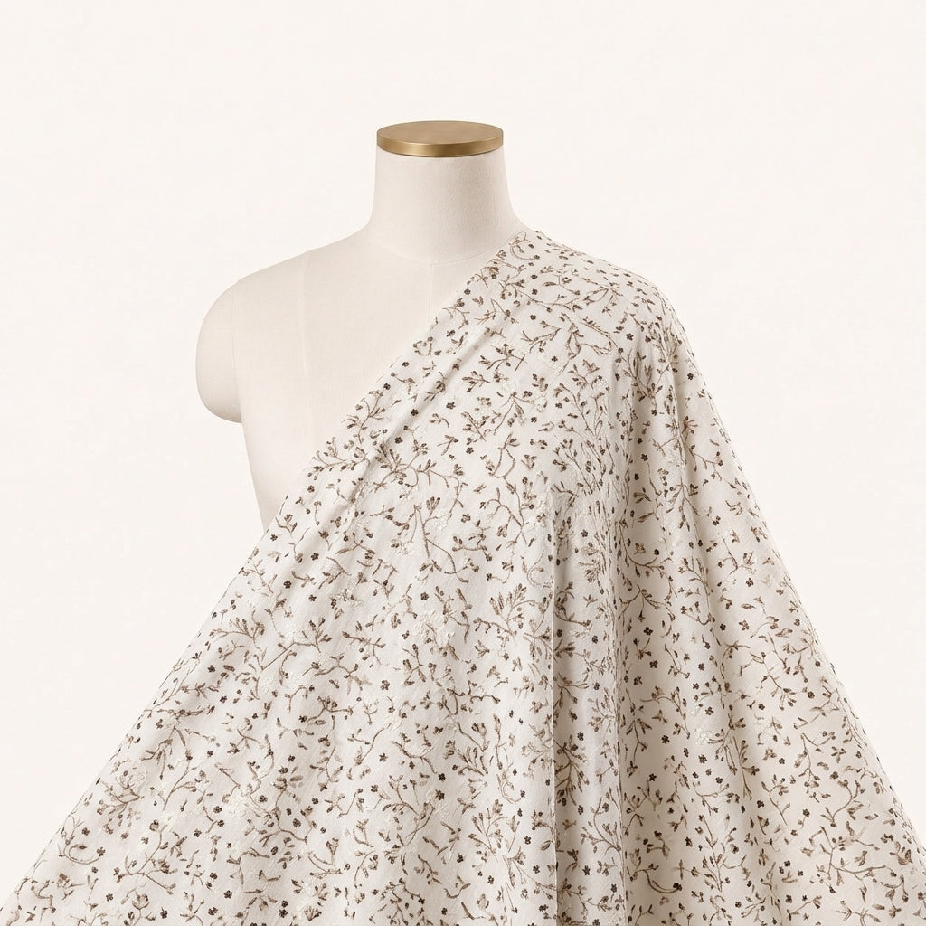 Embroidery Cotton Fabric Draped as a saree