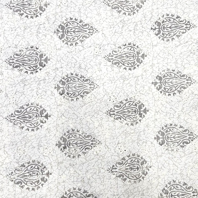 Grey Cream Embroidery Embroidery Fabric, laid flat
