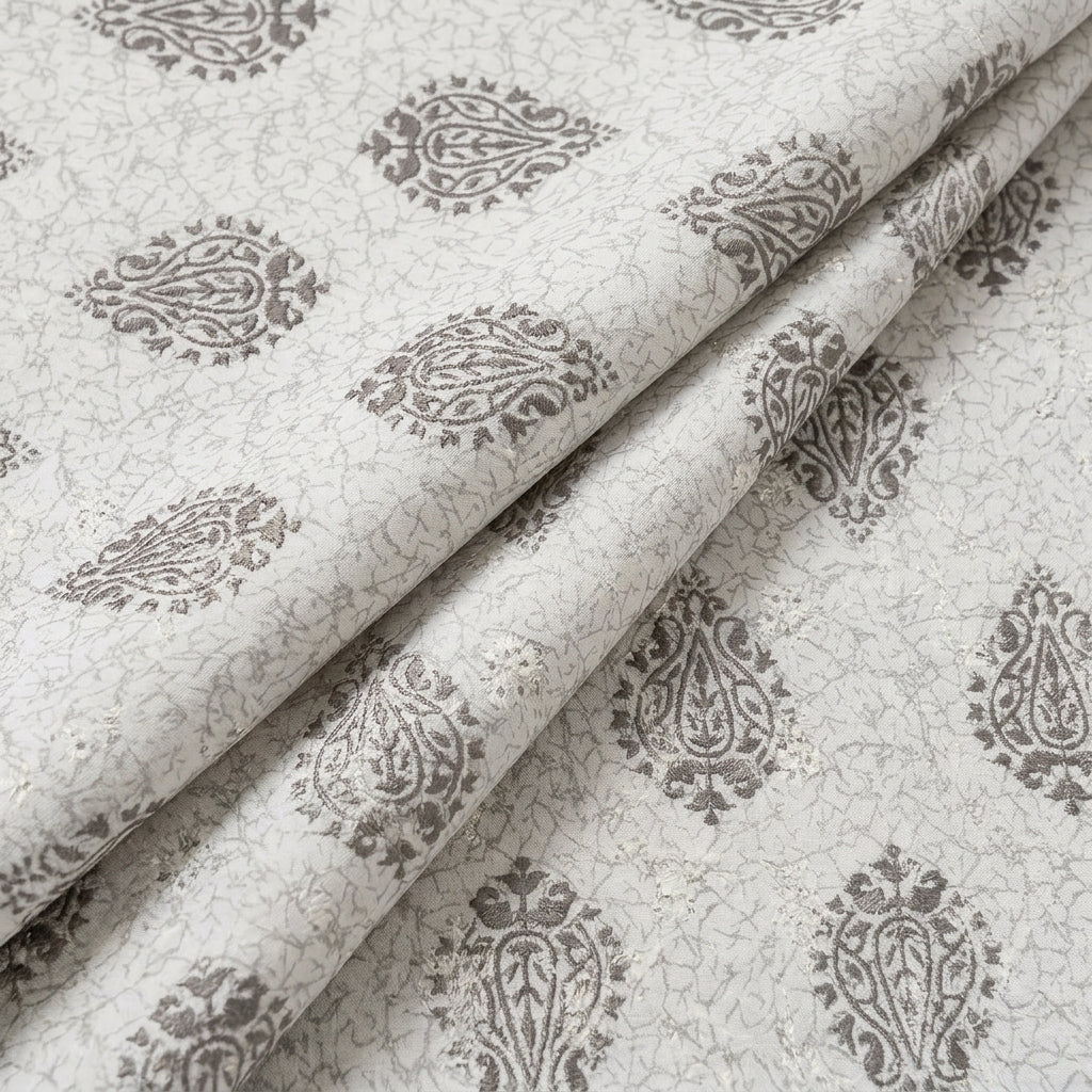 Folded Grey Embroidery Cotton Fabric