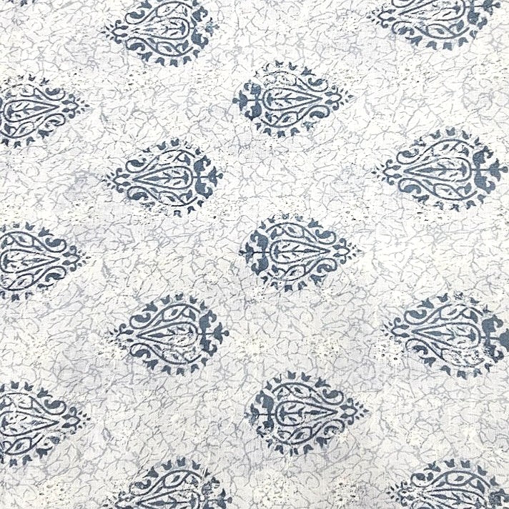 Blue Cream Embroidery Embroidery Fabric, laid flat