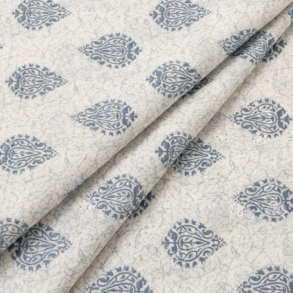 Folded Grey Embroidery Cotton Fabric