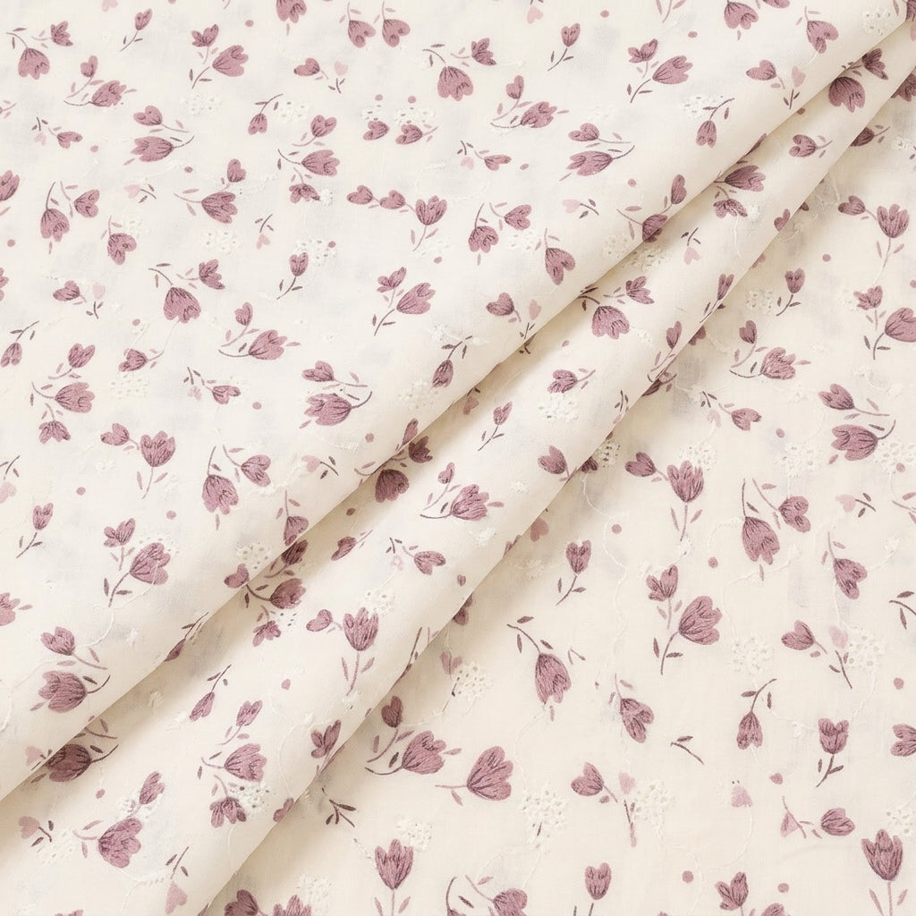 Folded White Embroidery Cotton Fabric