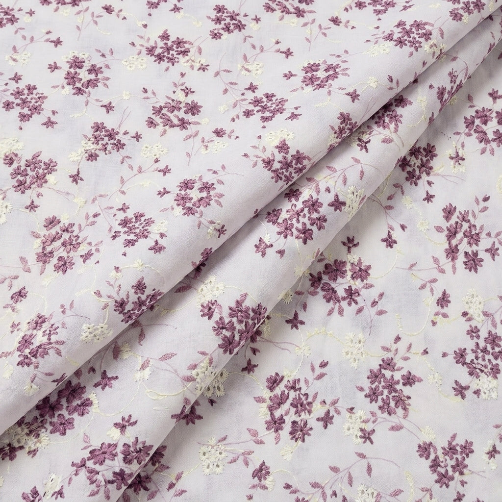 Folded Cream Embroidery Cotton Fabric