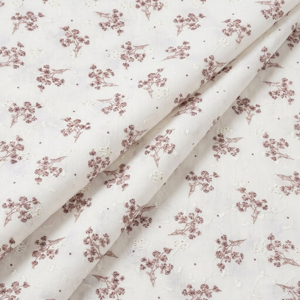 Folded Cream Embroidery Cotton Fabric