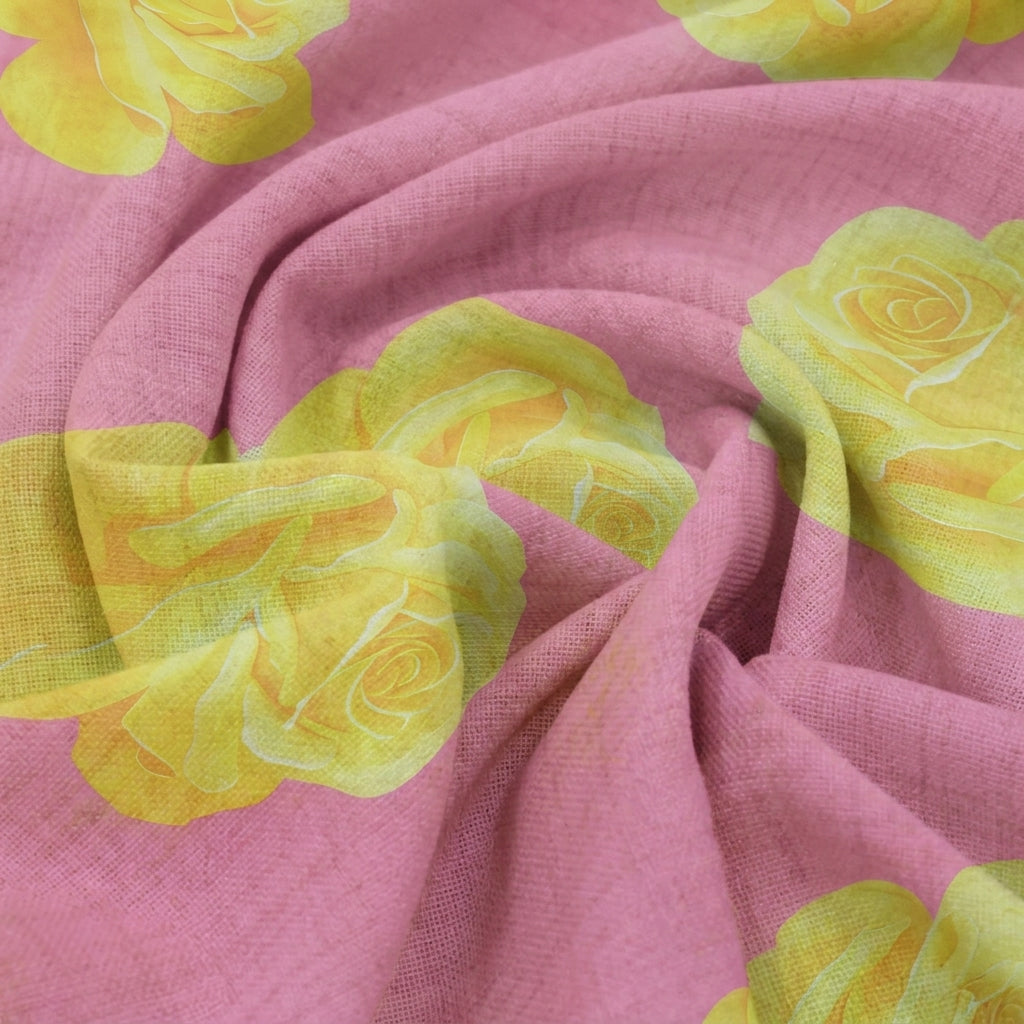 Swirled Floral Pink Floral Tissue Fabric