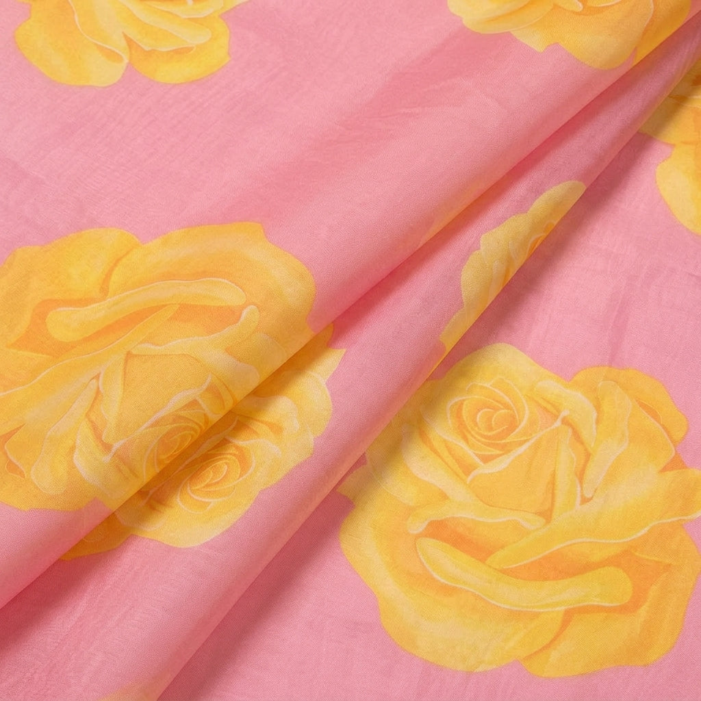 Folded Floral Pink Floral Tissue Fabric