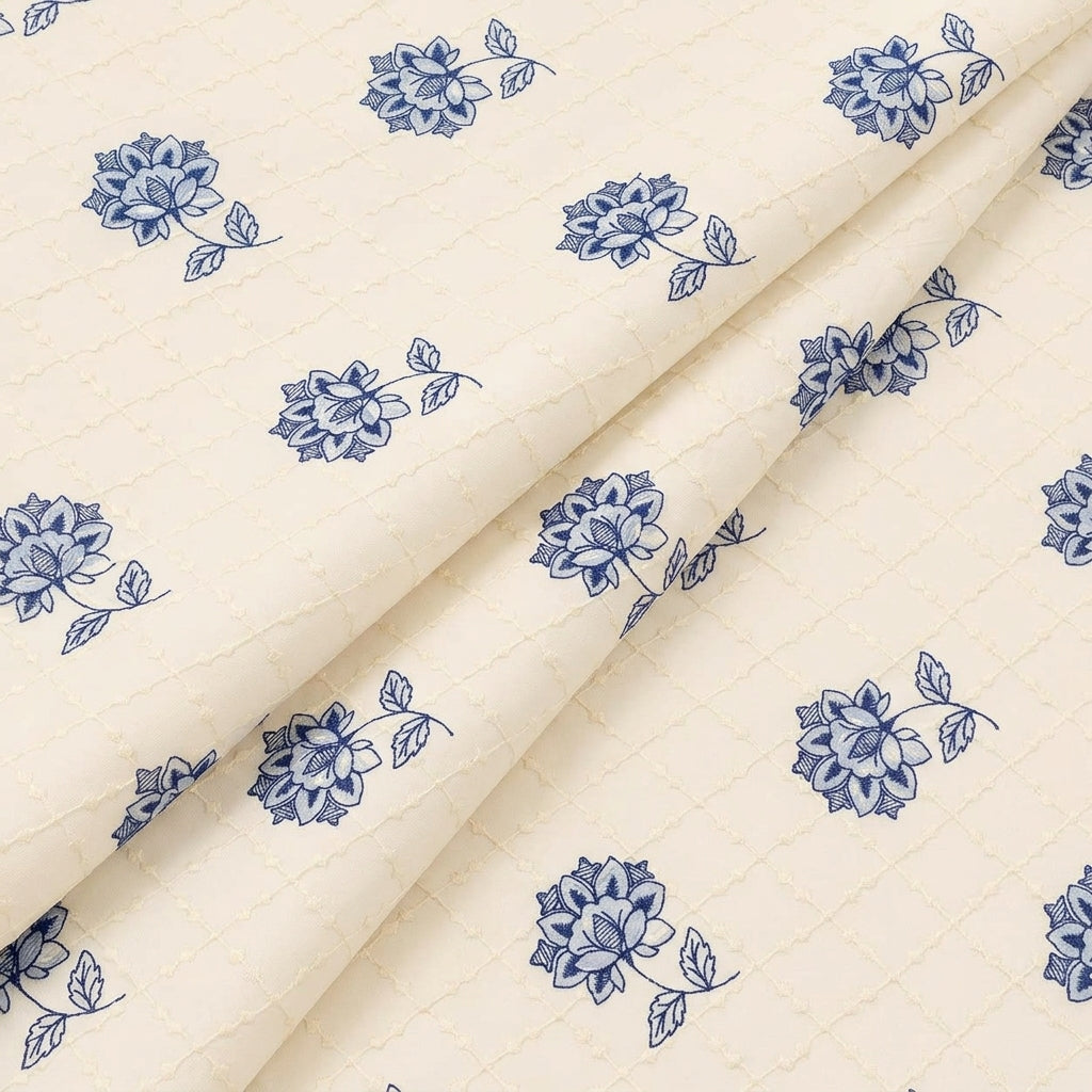 Folded Embroidery Cream Embroidery Cotton Fabric