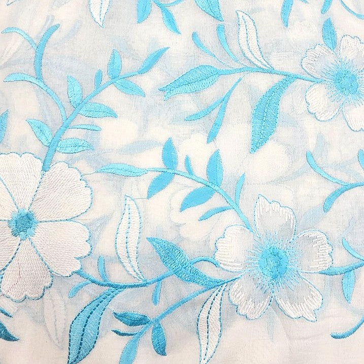 White Embroidery Cotton Fabric - EY00172 - EY00172 - Flat fabric