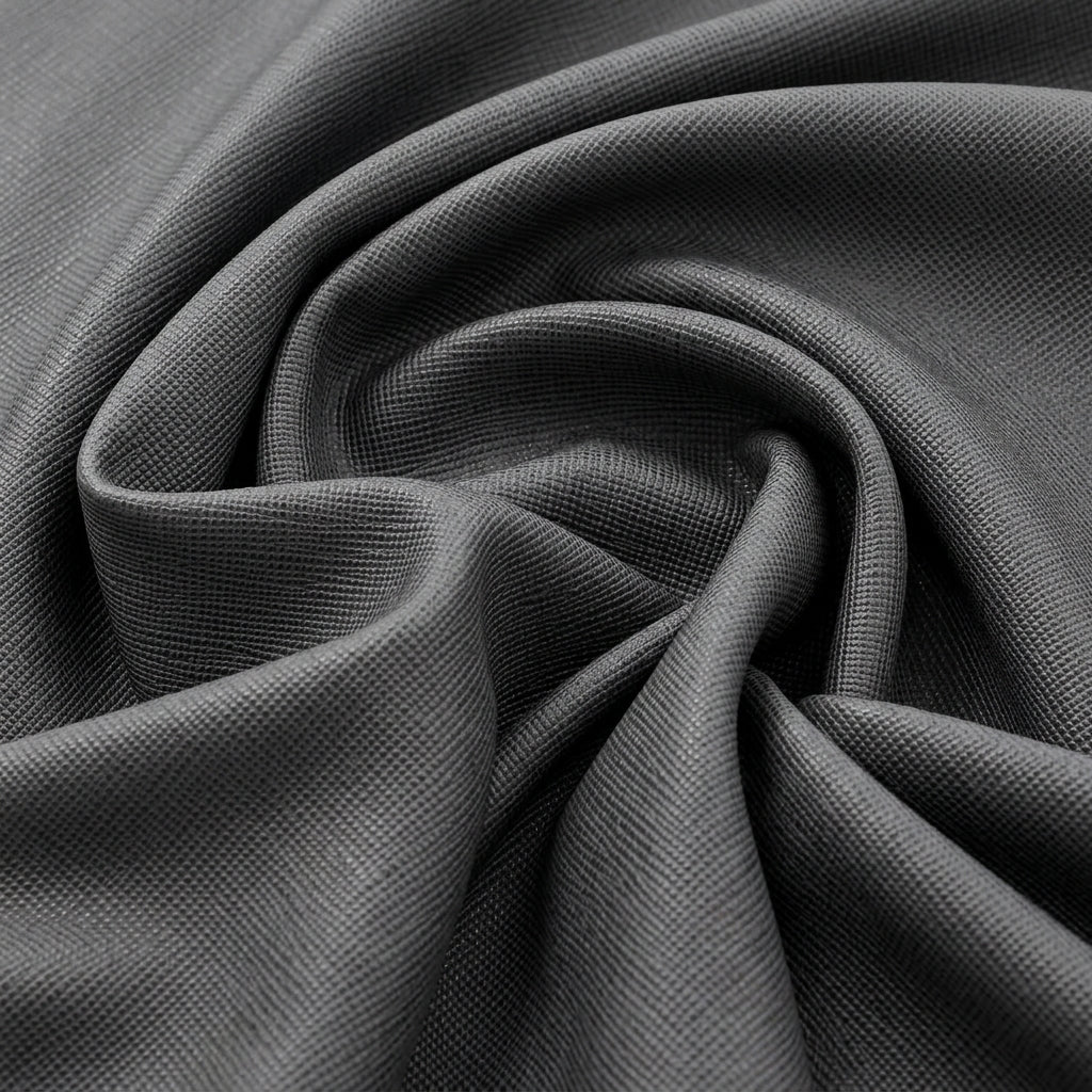 Swirled Grey Net Plain Net Fabric Showing Drape