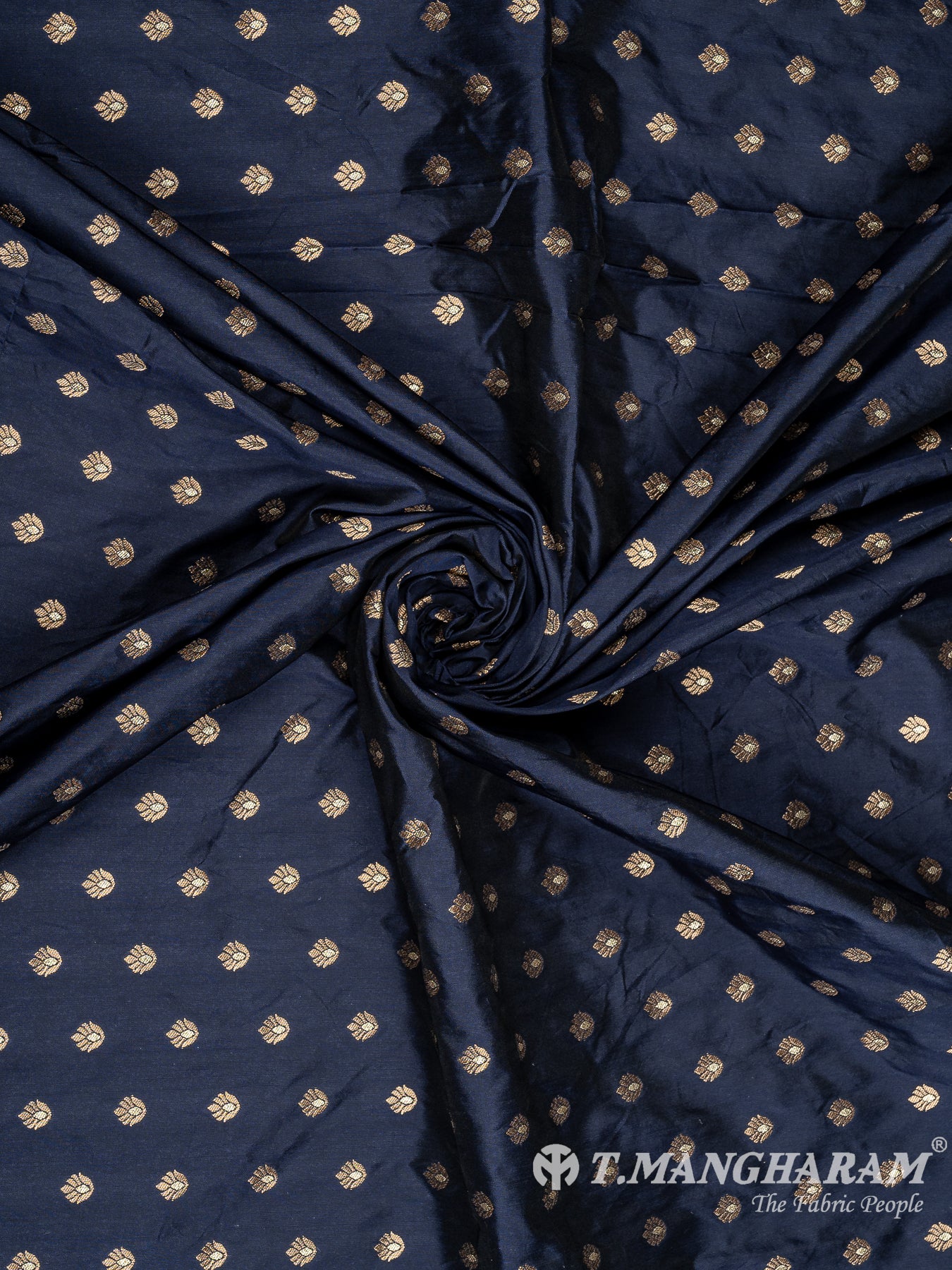 Navy Blue Semi Banaras Fabric - EC10110 view-1