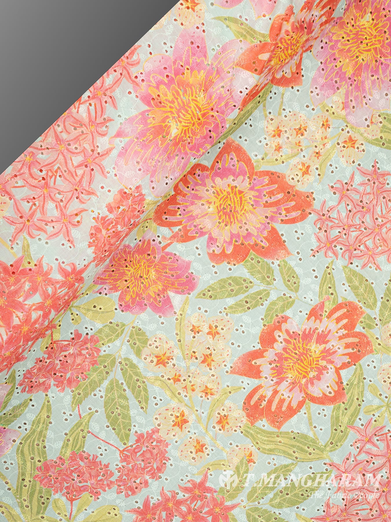 Green Cotton Embroidery Fabric - EC10159 view-2