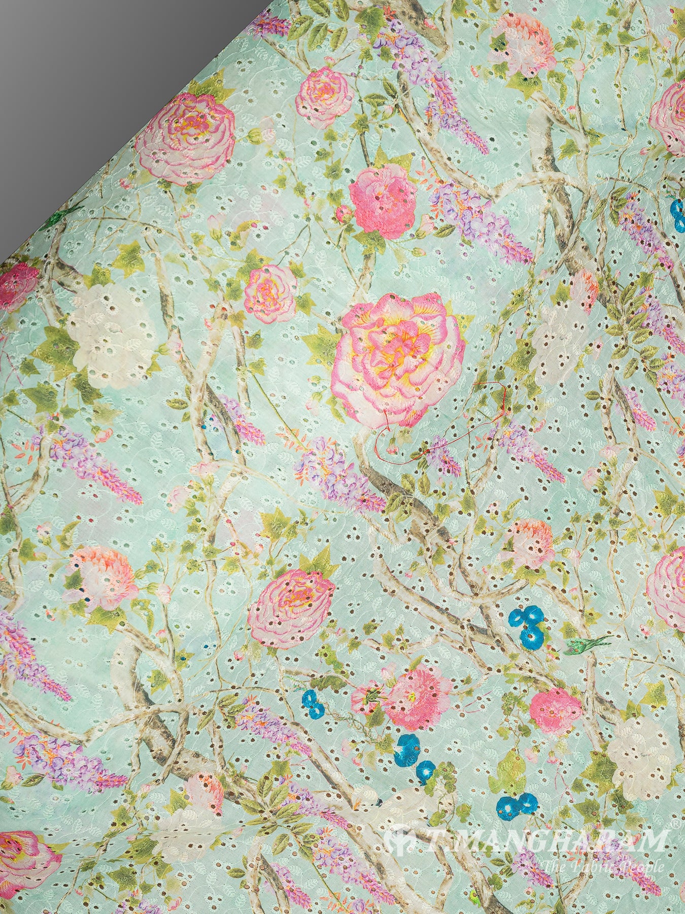 Green Cotton Embroidery Fabric - EC10155 view-2