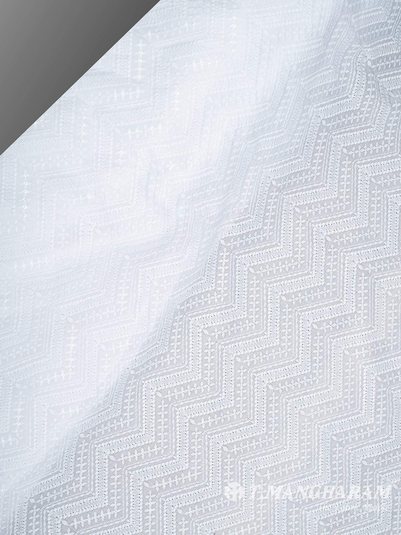 White Cotton Embroidery Fabric - EC10187 view-2