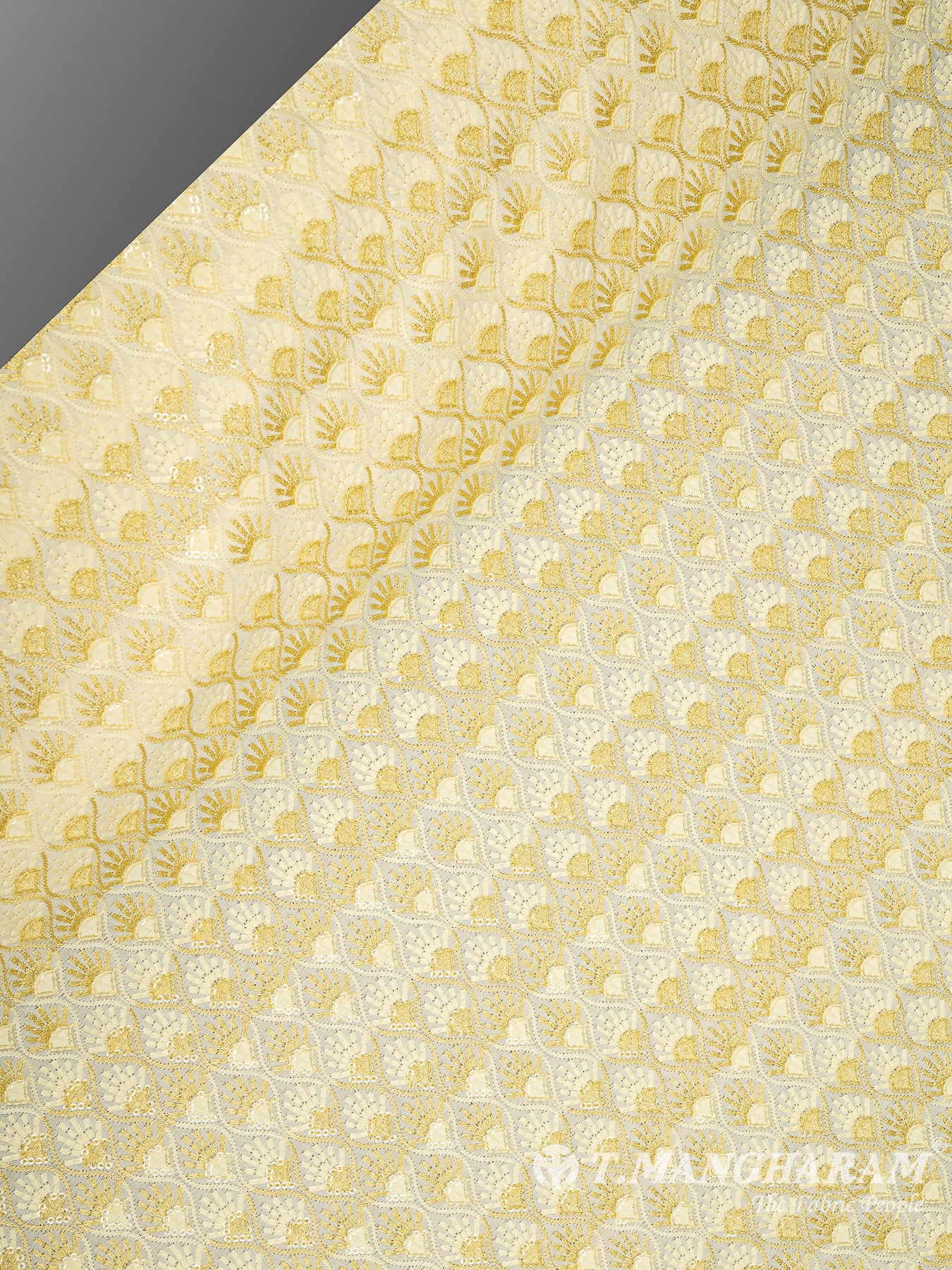 Yellow Cotton Embroidery Fabric - EC10193 view-2