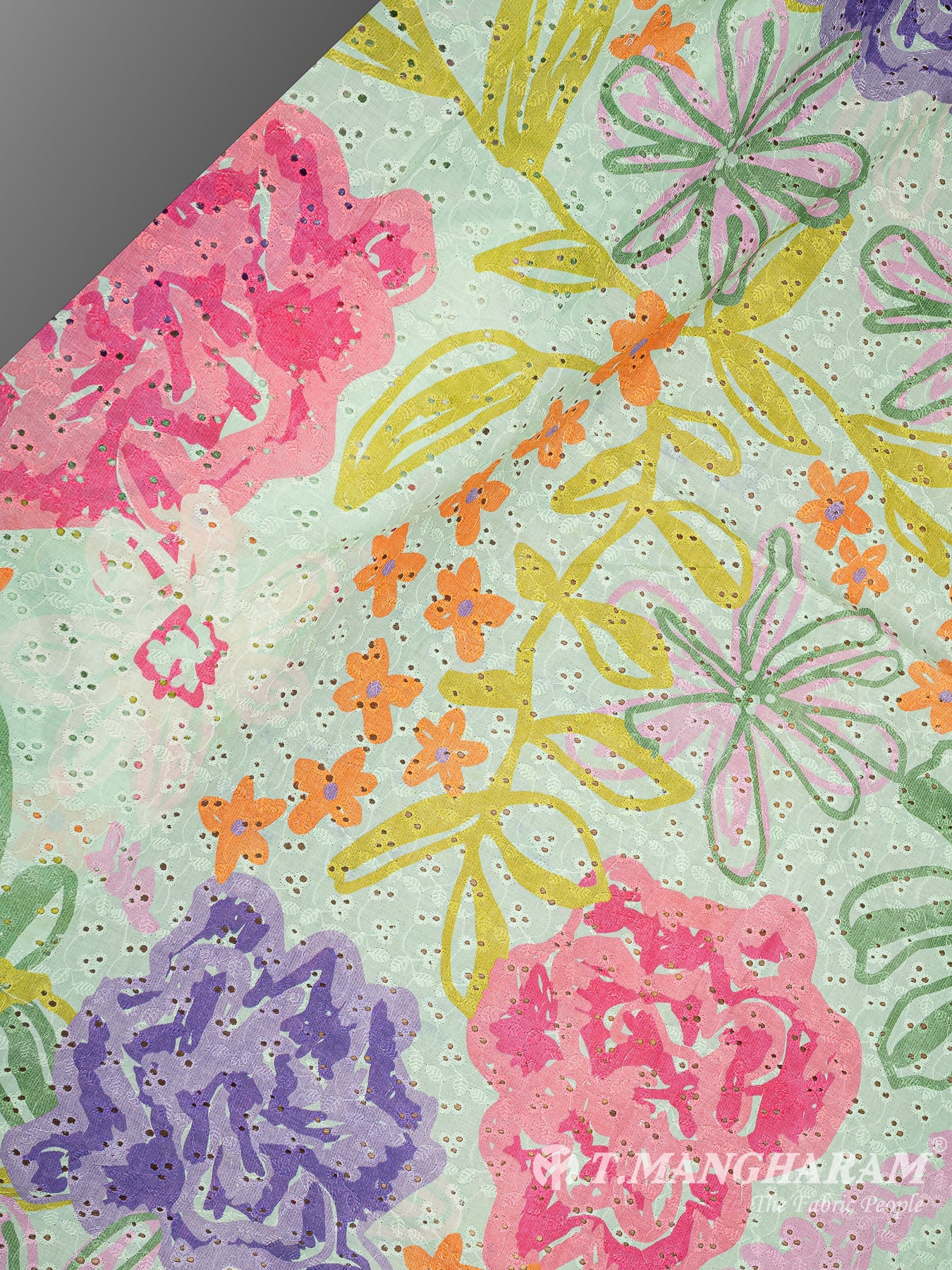 Green Cotton Embroidery Fabric - EC10157 view-2