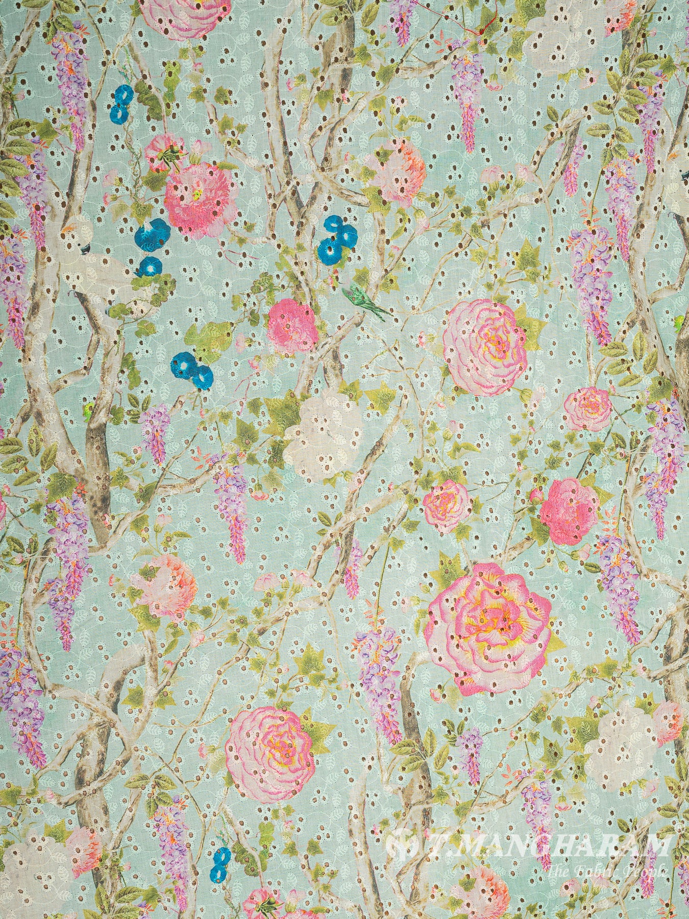 Green Cotton Embroidery Fabric - EC10155 view-3