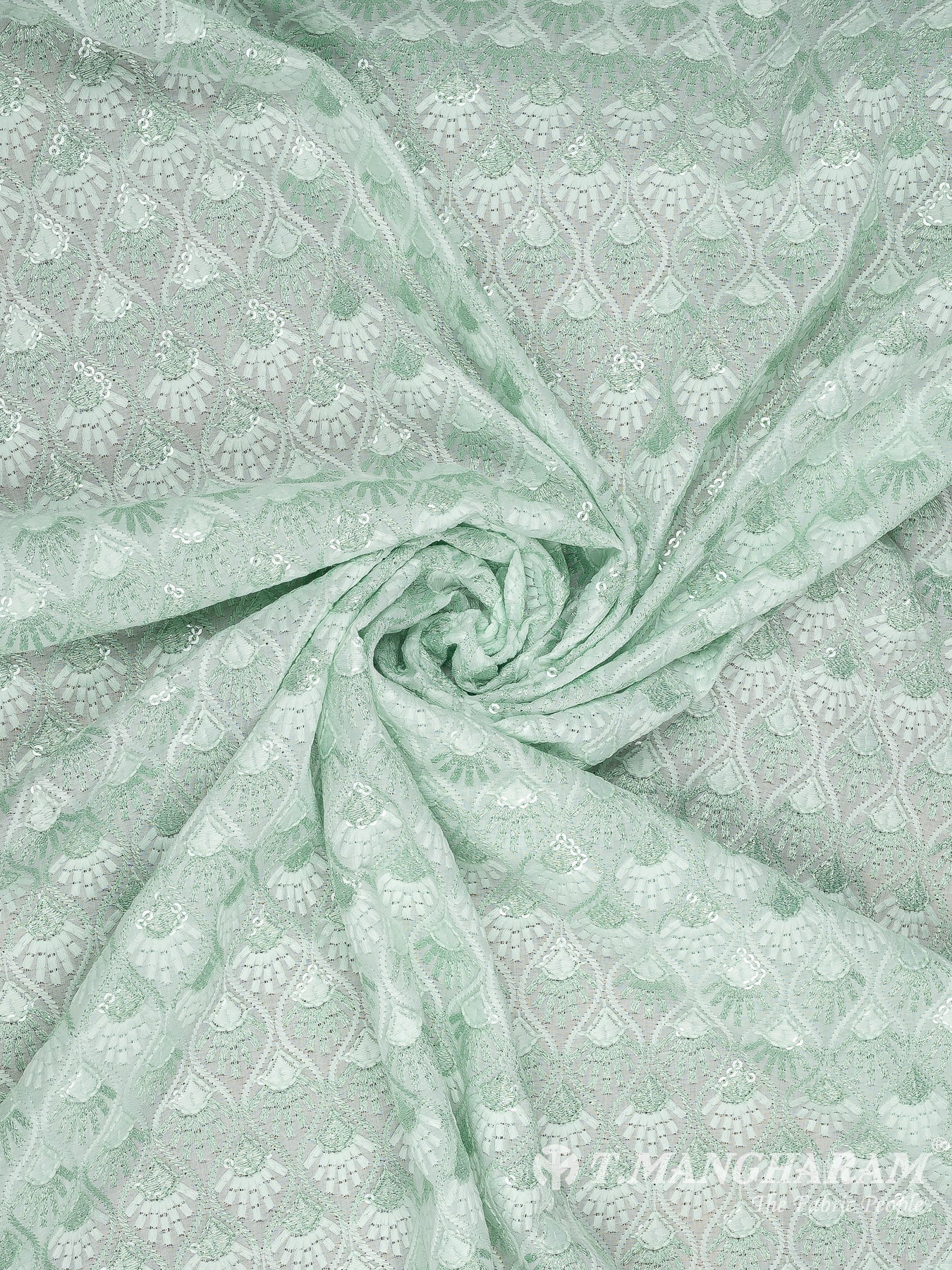 Green Cotton Embroidery Fabric - EC10194 view-1