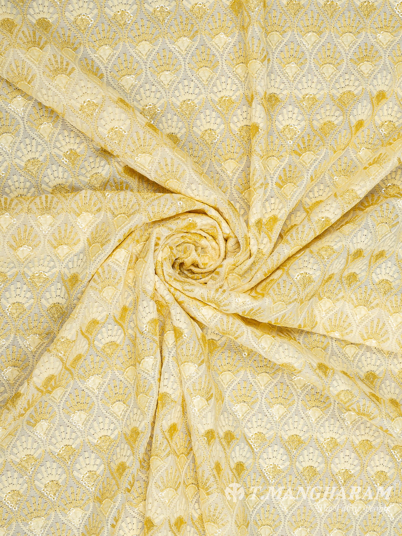 Yellow Cotton Embroidery Fabric - EC10193 view-1