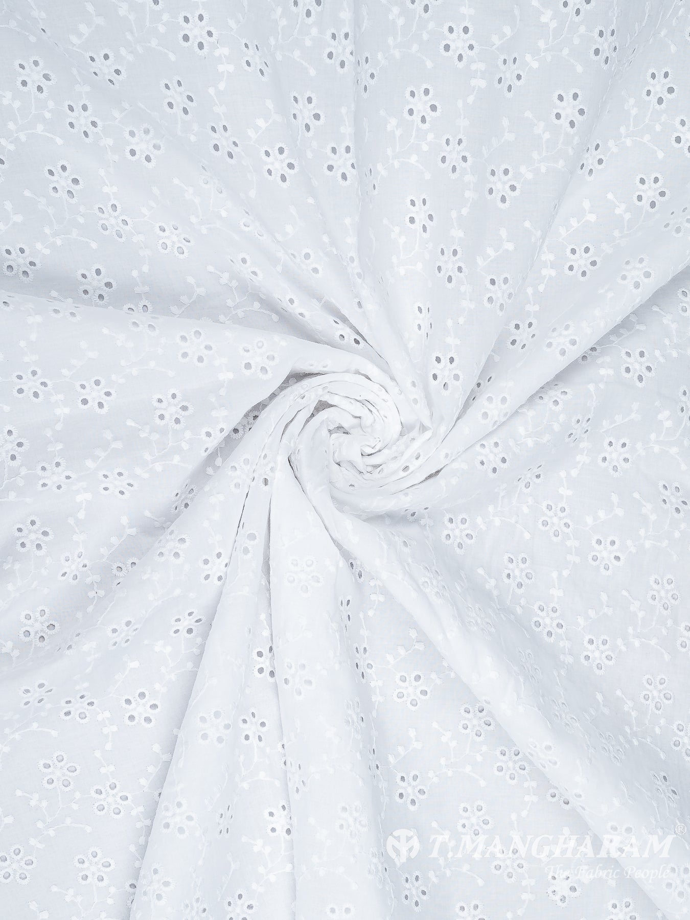 White Cotton Embroidery Fabric - EC10180 view-1