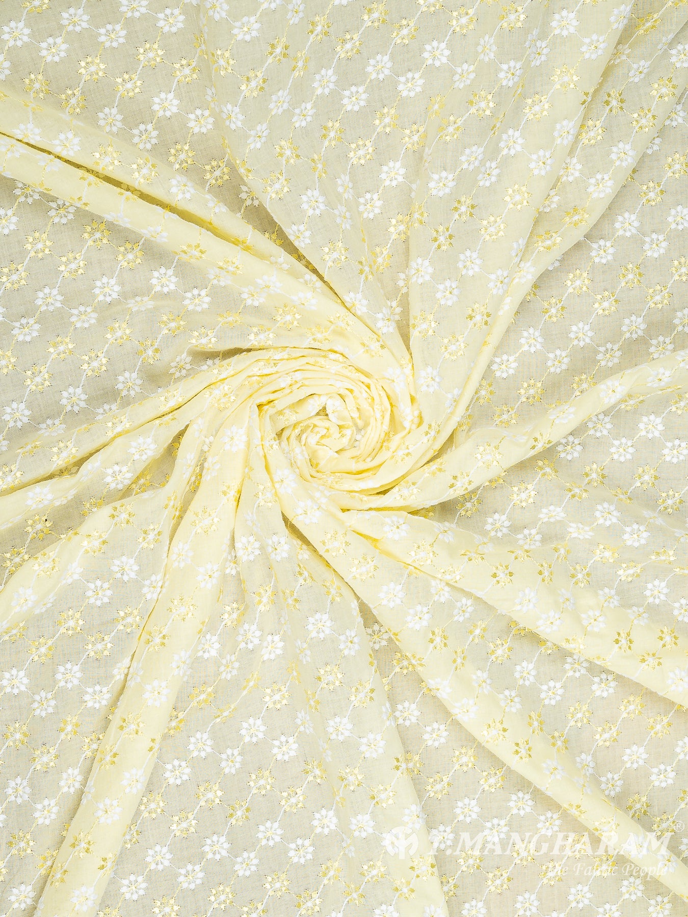 Yellow Cotton Embroidery Fabric - EB7413 view-1