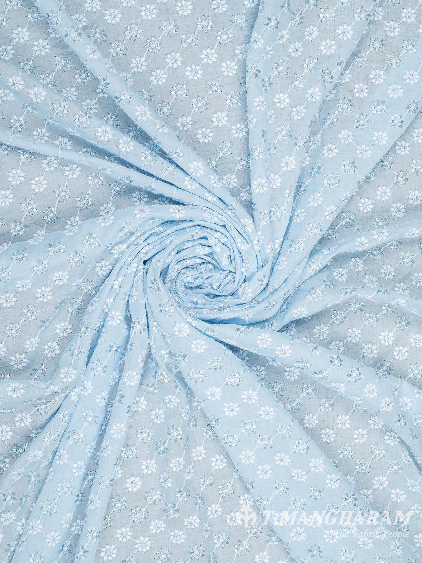 Blue Cotton Embroidery Fabric - EB7412 view-2