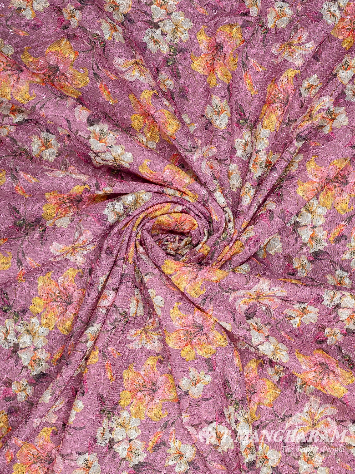 Purple Cotton Embroidery Fabric - EC10165 view-1