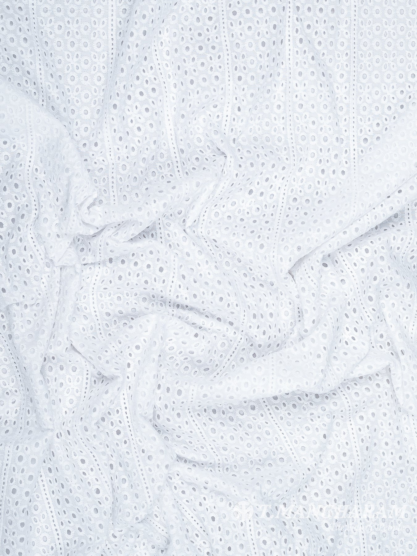 White Cotton Embroidery Fabric - EC10177 view-4