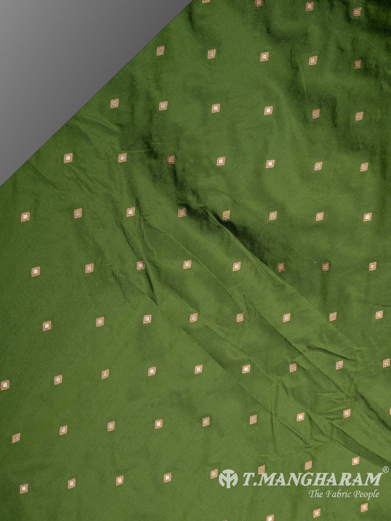 Green Semi Banaras Fabric - EC10087 view-2