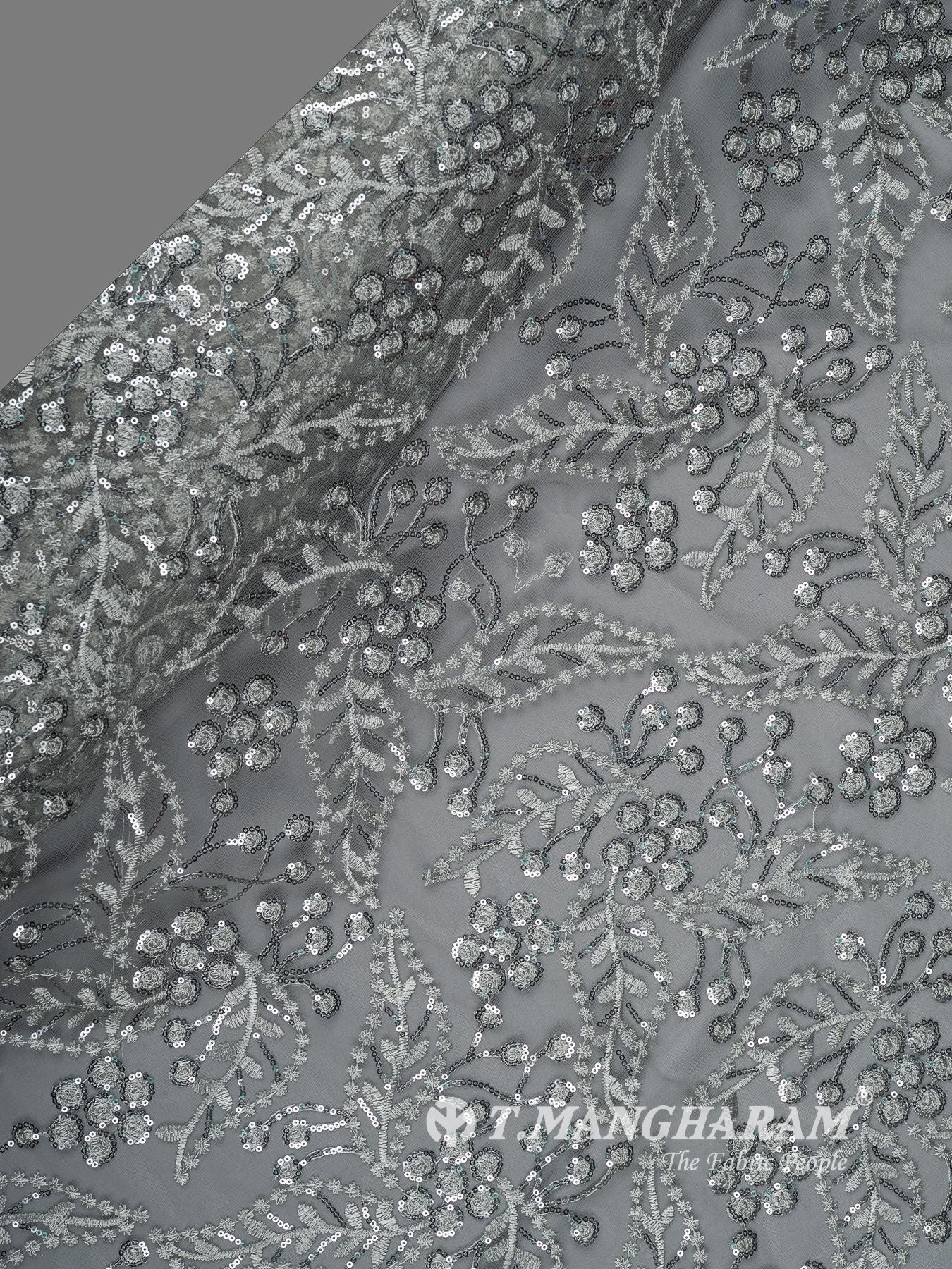 Grey Sequin Net Fabric - EC13295