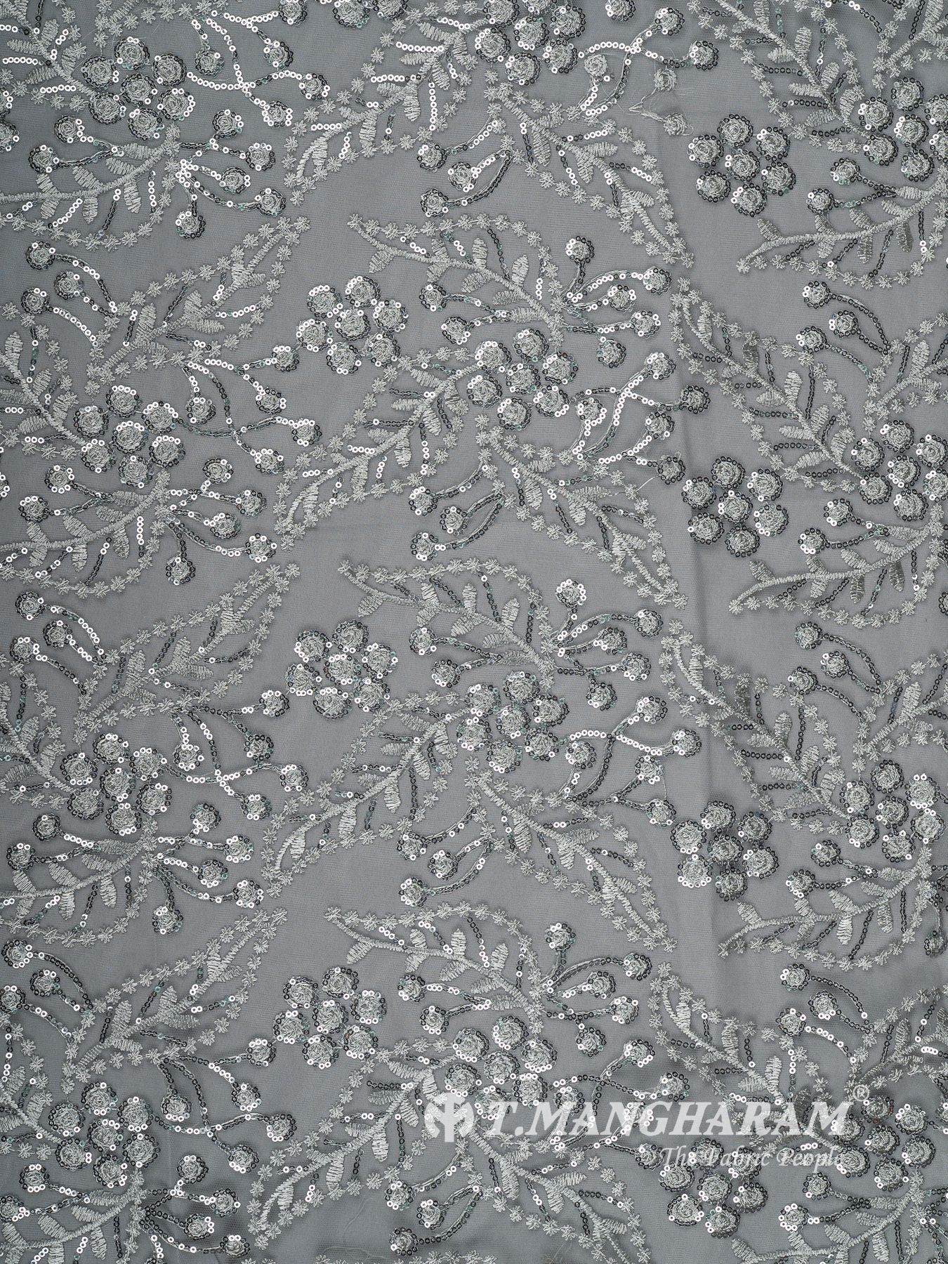 Grey Sequin Net Fabric - EC13295