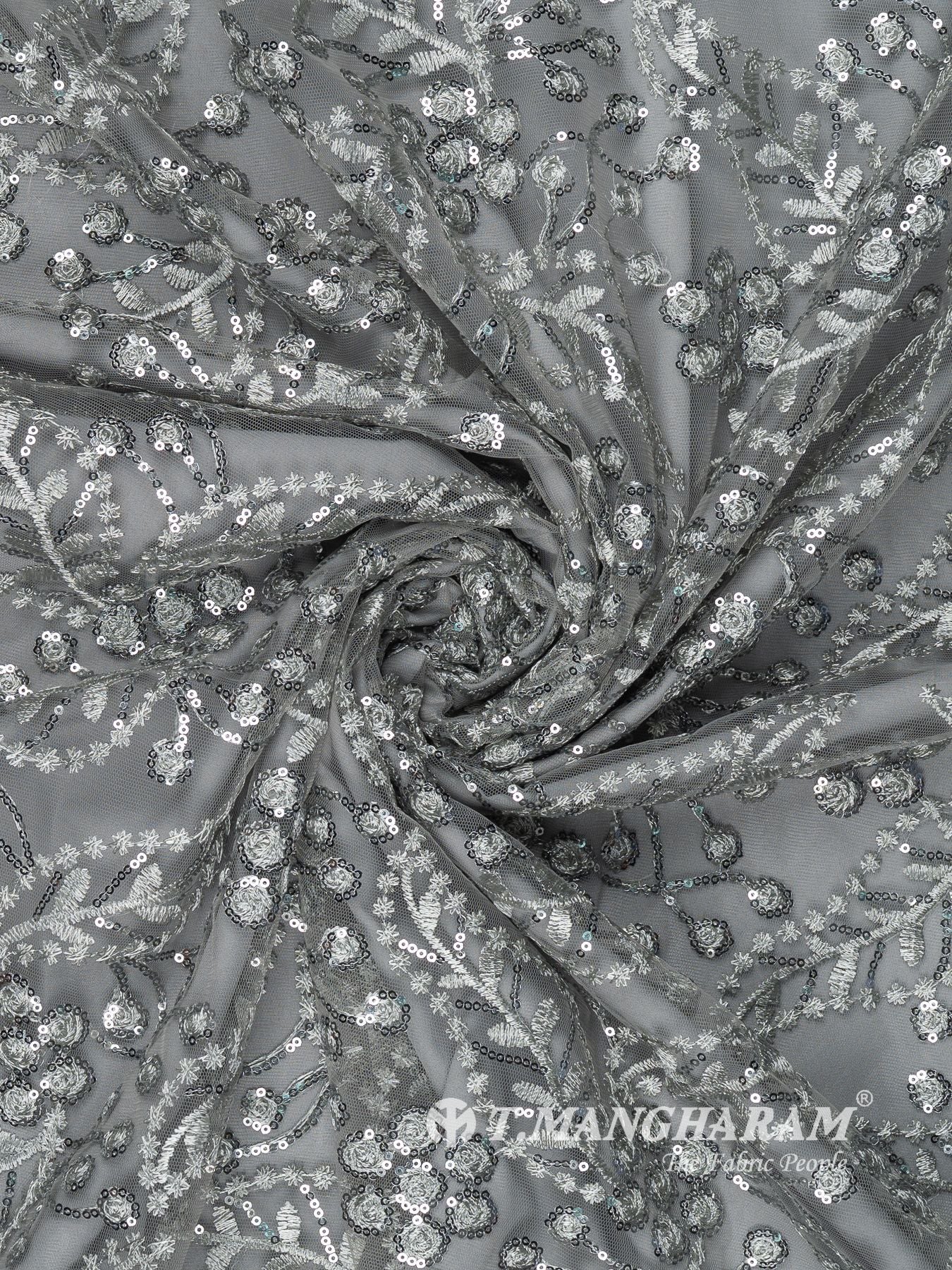 Grey Sequin Net Fabric - EC13295