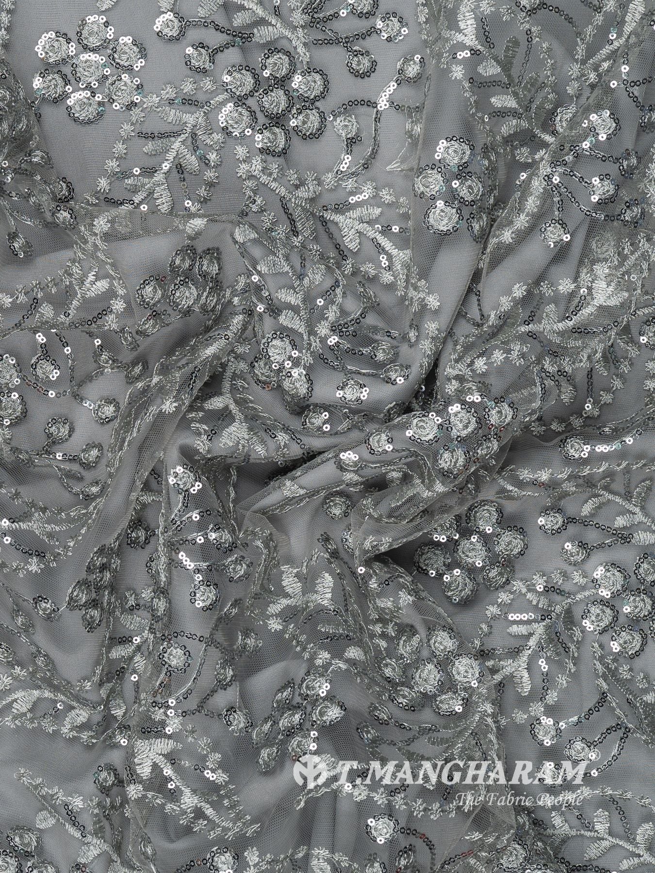 Grey Sequin Net Fabric - EC13295