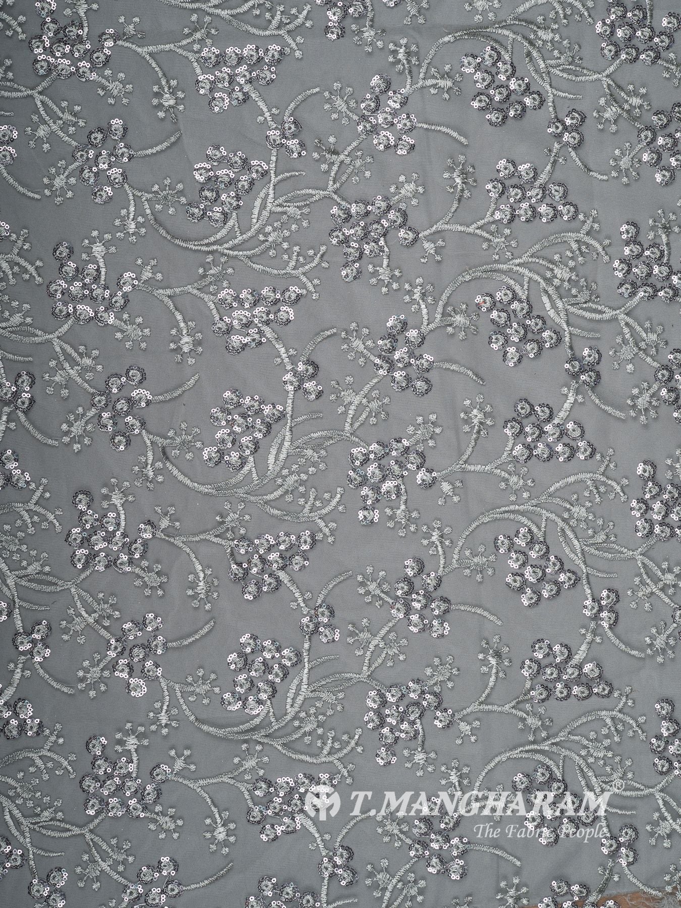 Grey Sequin Net Fabric - EC14961