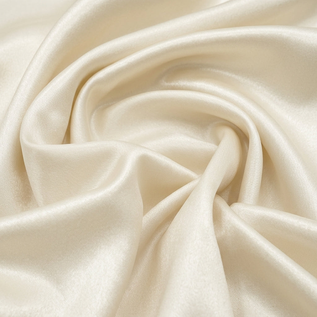 Plain Satin Fabric - Ivory - Swirl