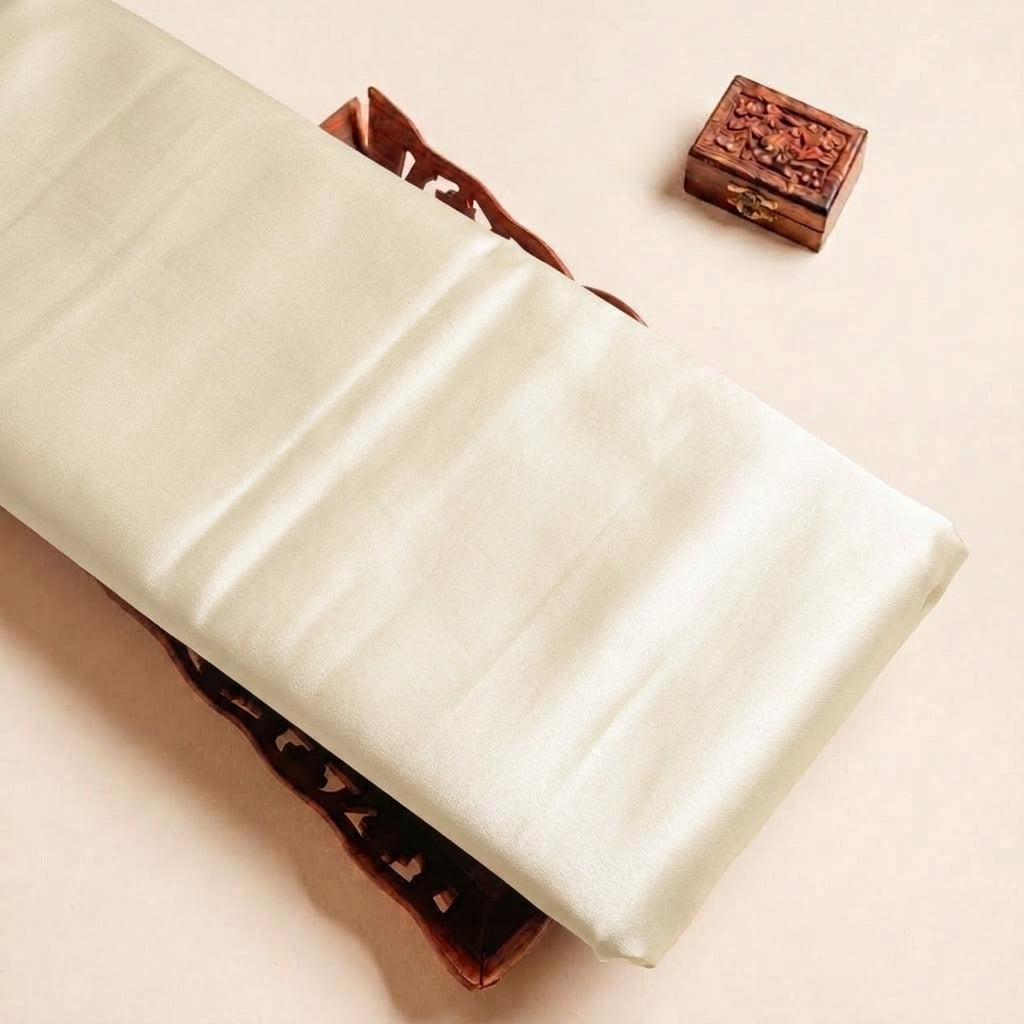 Plain Satin Fabric - Ivory - tray_4