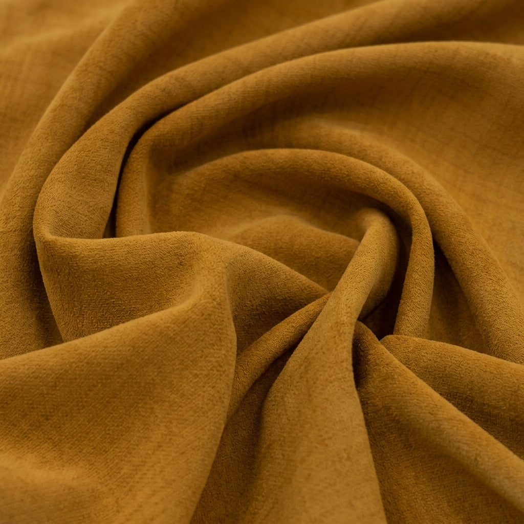 Swirled Plain Mustard Plain Crepe Fabric