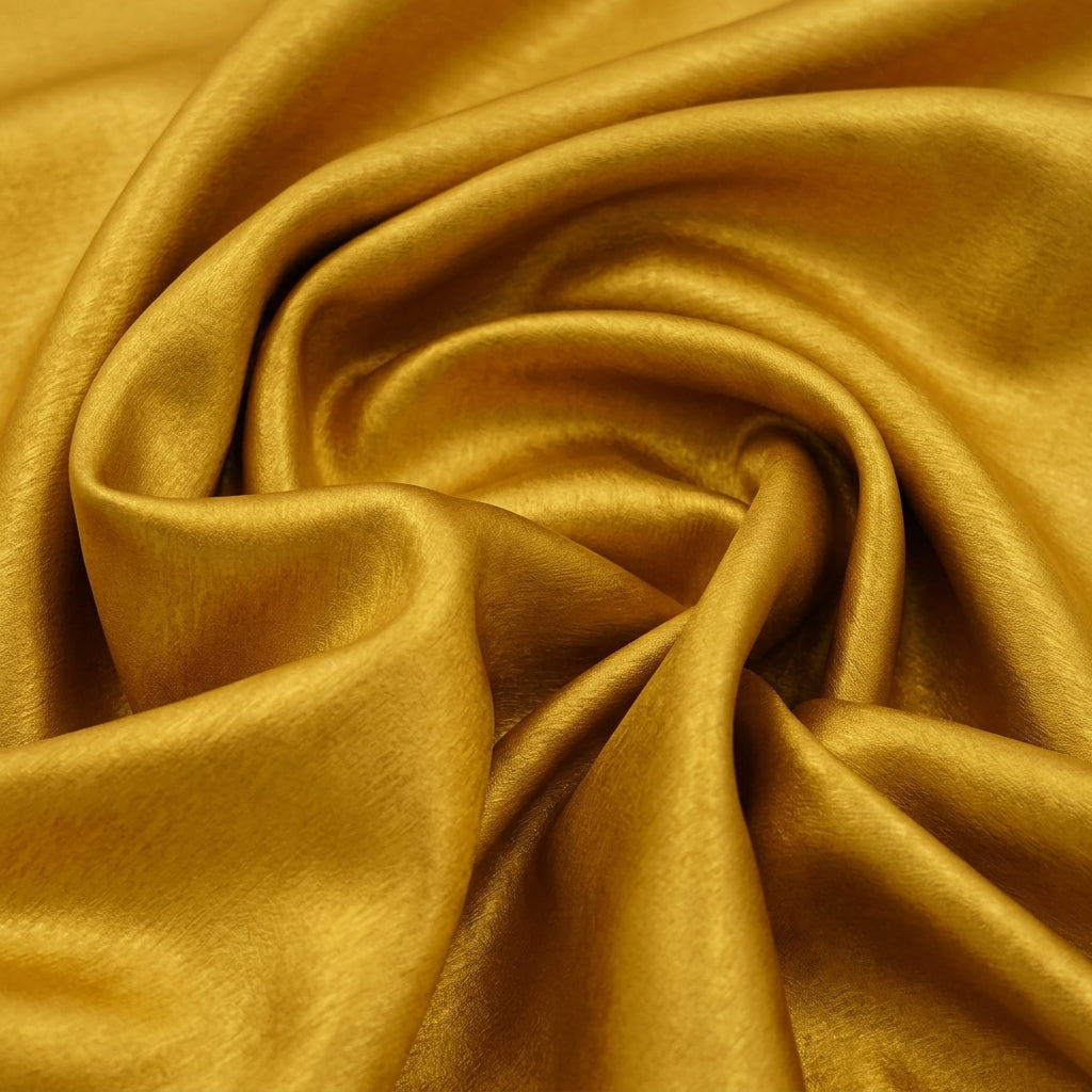 Plain Satin Fabric - Mustard - Swirl