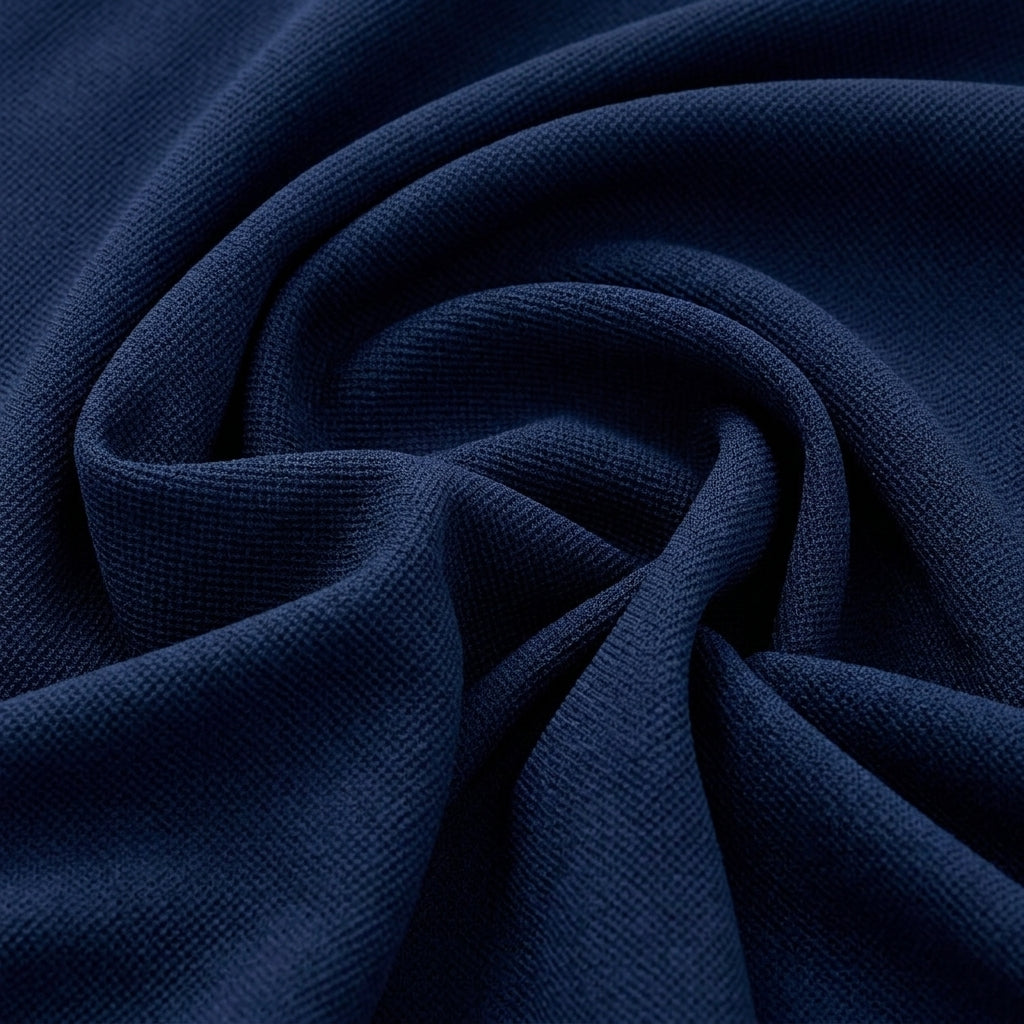 Swirled Navy Blue Net Plain Net Fabric Showing Drape