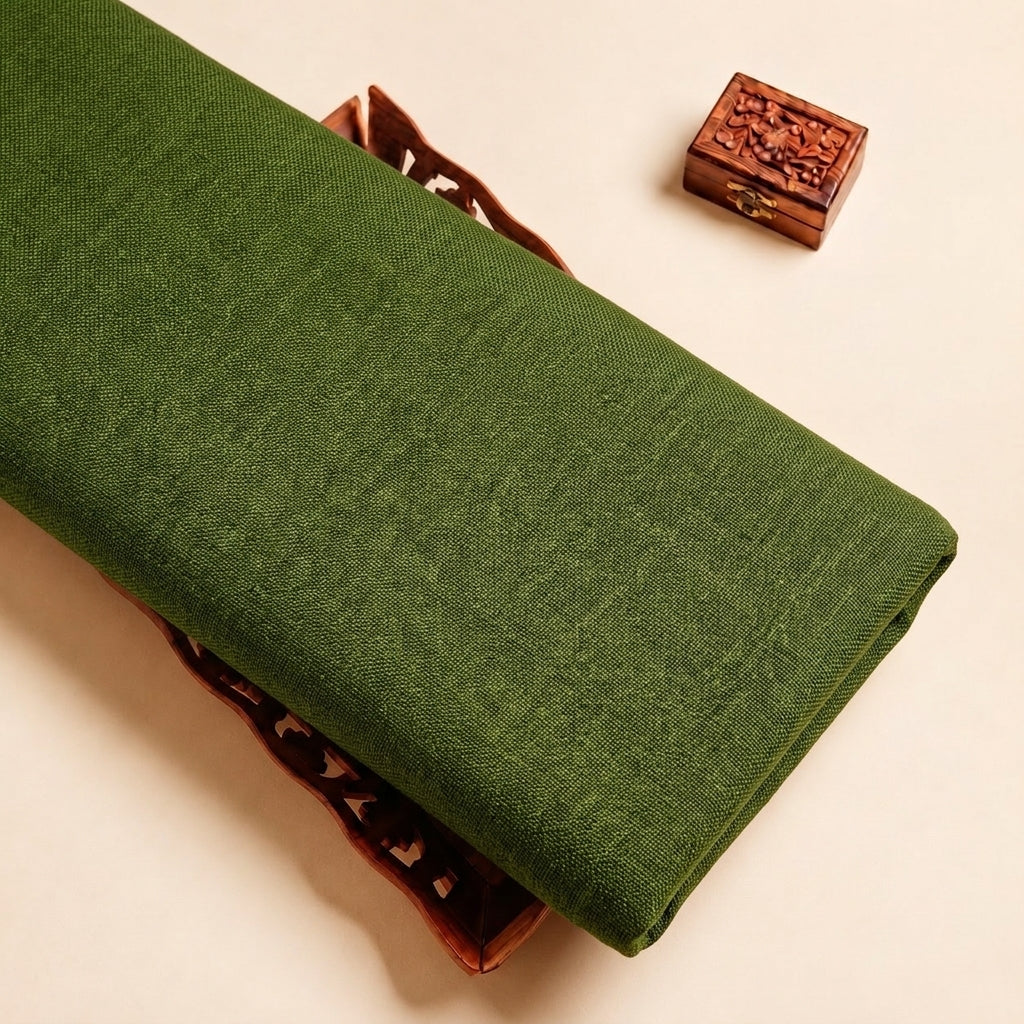Olive Green Plain Net Fabric, folded