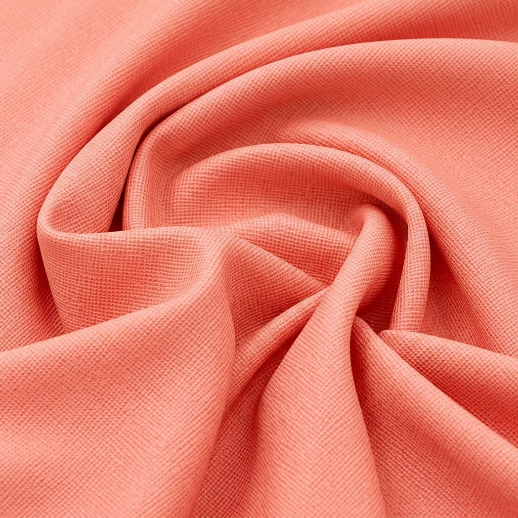 Swirled Peach Plain Net Fabric Showing Drape
