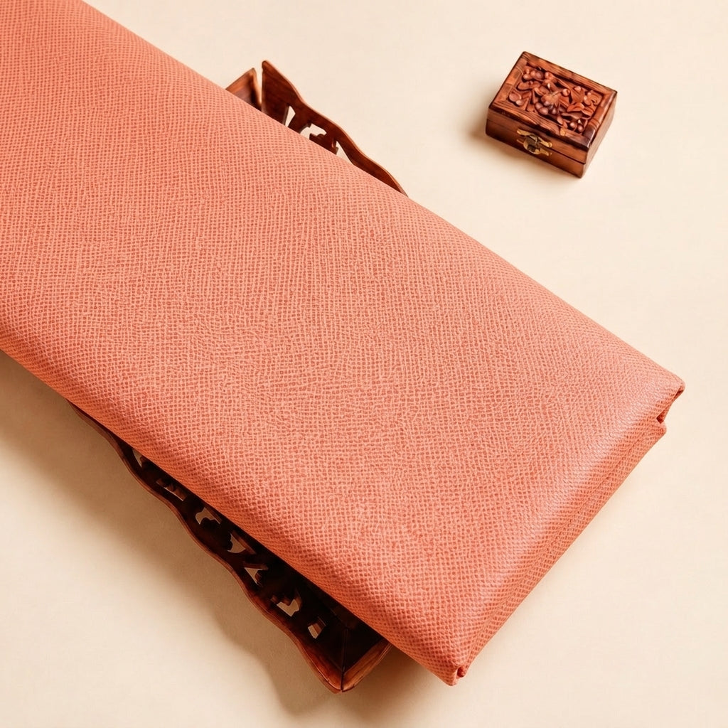 Peach Plain Net Fabric, folded