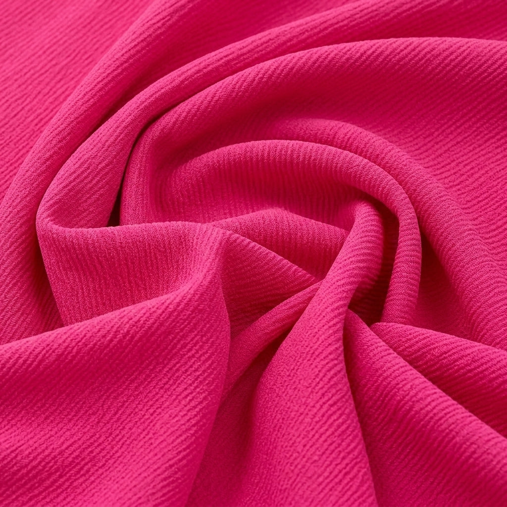 Swirled Rani Pink Plain Net Fabric Showing Drape